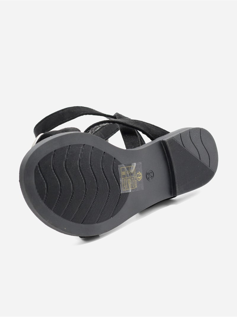 Sandalias planas con tiras cruzadas Negro - Kiabi