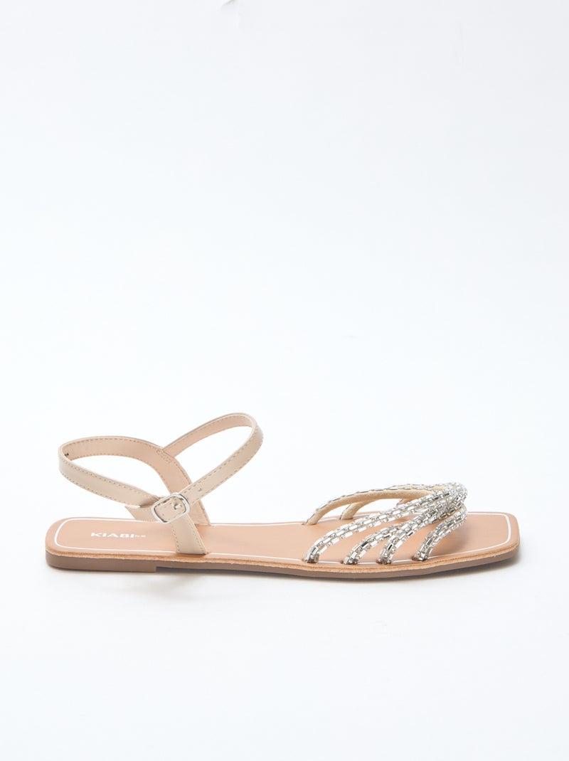 Sandalias planas con tiras de lentejuelas Gris - Kiabi