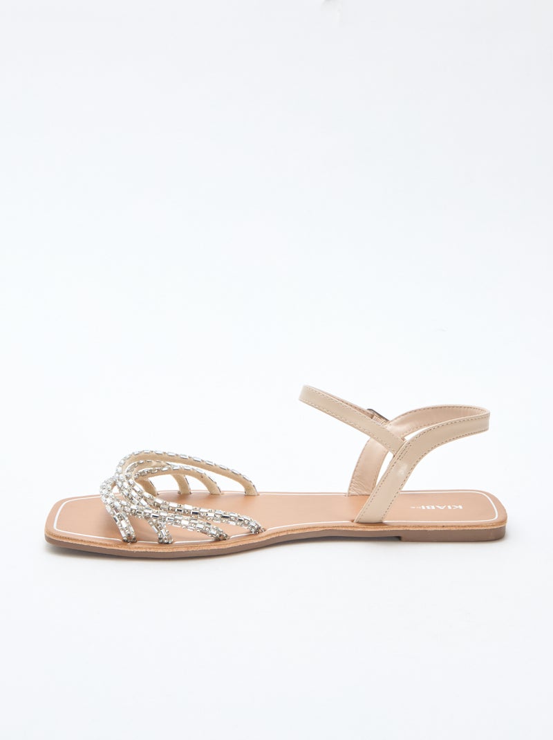 Sandalias planas con tiras de lentejuelas Gris - Kiabi