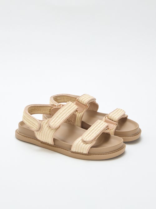 Sandalias planas con tiras de paja - Kiabi