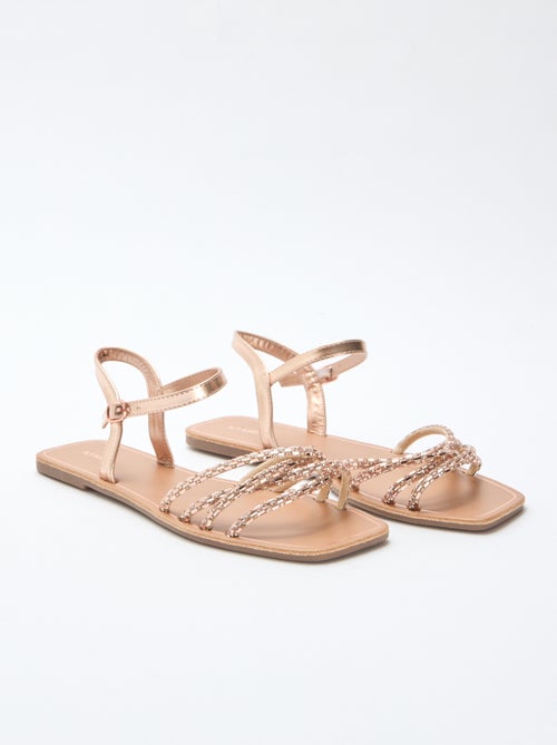 Sandalias planas con tiras de purpurina - Kiabi