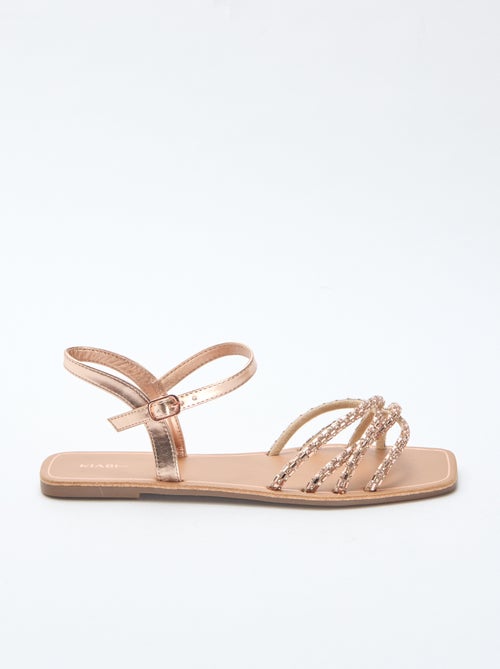 Sandalias planas con tiras de purpurina - Kiabi