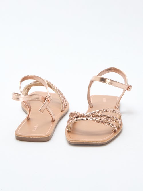 Sandalias planas con tiras de purpurina - Kiabi