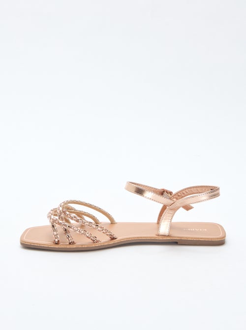 Sandalias planas con tiras de purpurina - Kiabi