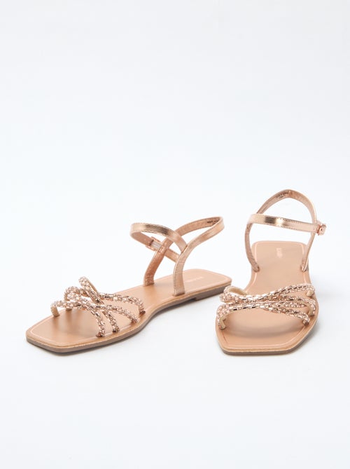 Sandalias planas con tiras de purpurina - Kiabi
