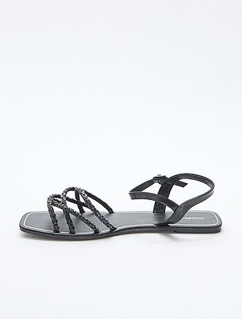 Sandalias planas con tiras de purpurina