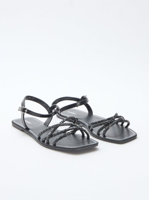 Sandalias planas con tiras de purpurina - Kiabi
