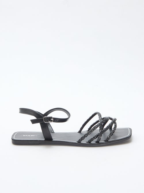 Sandalias planas con tiras de purpurina - Kiabi