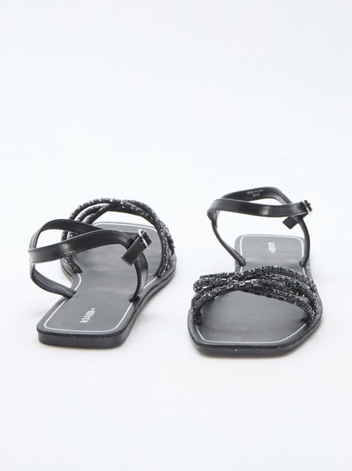 Sandalias planas con tiras de purpurina - Kiabi
