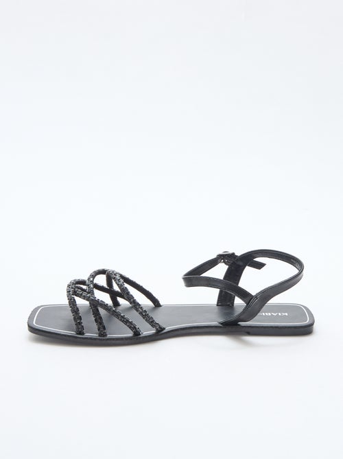 Sandalias planas con tiras de purpurina - Kiabi