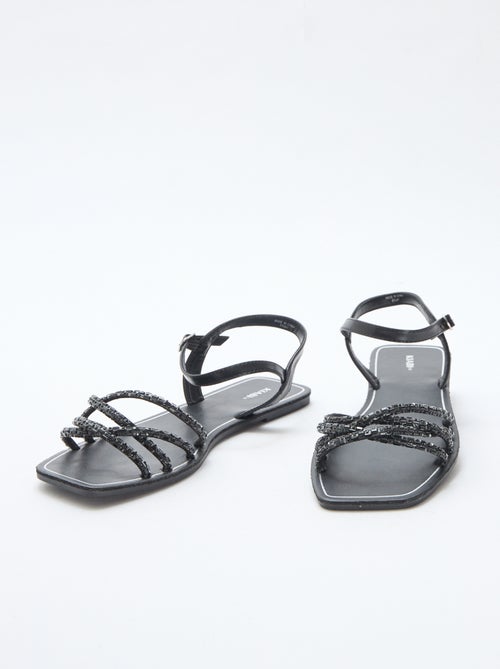 Sandalias planas con tiras de purpurina - Kiabi