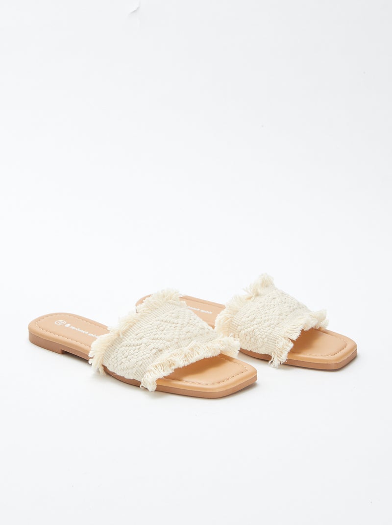 Sandalias planas con tiras de tela BEIGE - Kiabi