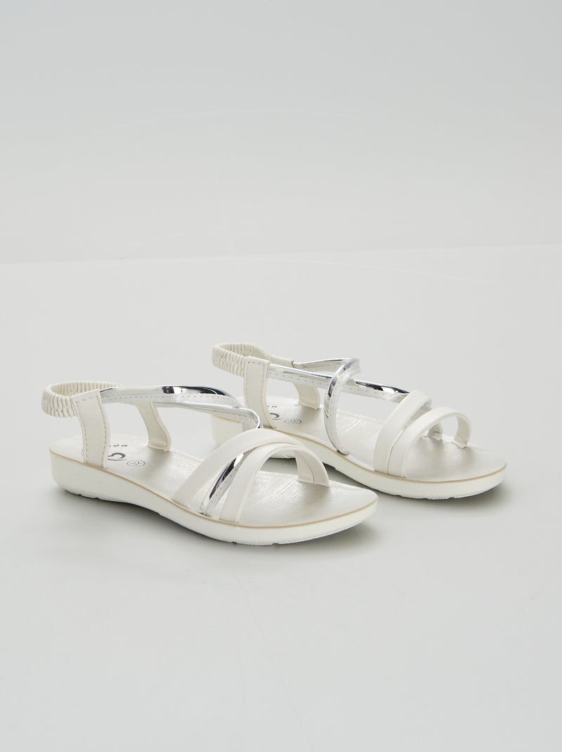 Sandalias planas con tiras en dos materiales blanco - Kiabi