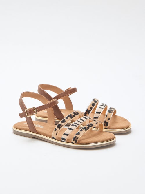 Sandalias planas con tiras 'leopardo' - Kiabi Sandalias planas con tiras 'leopardo' - Kiabi