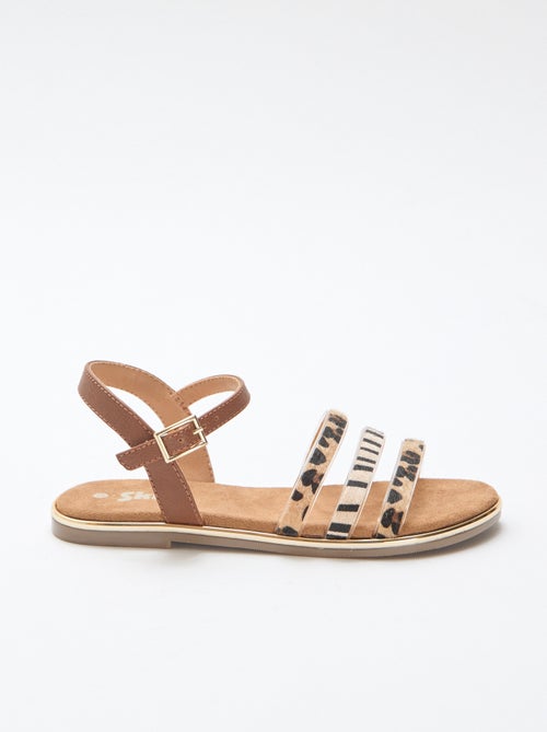 Sandalias planas con tiras 'leopardo' - Kiabi Sandalias planas con tiras 'leopardo' - Kiabi