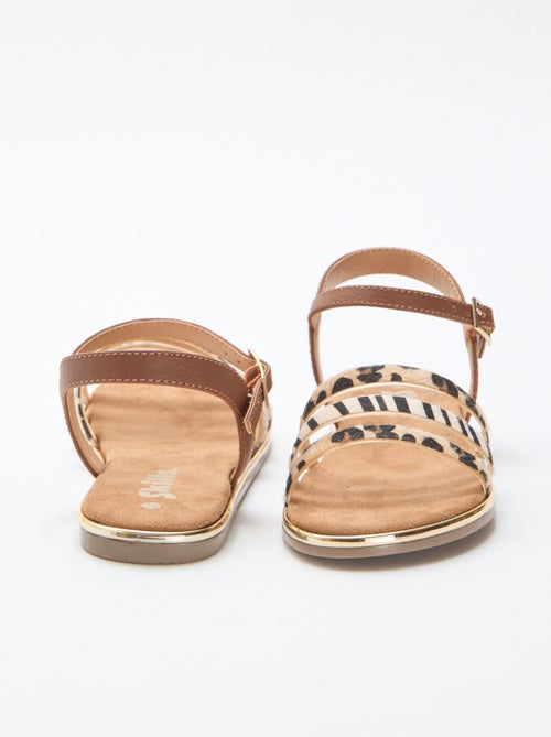 Sandalias planas con tiras 'leopardo' - Kiabi Sandalias planas con tiras 'leopardo' - Kiabi