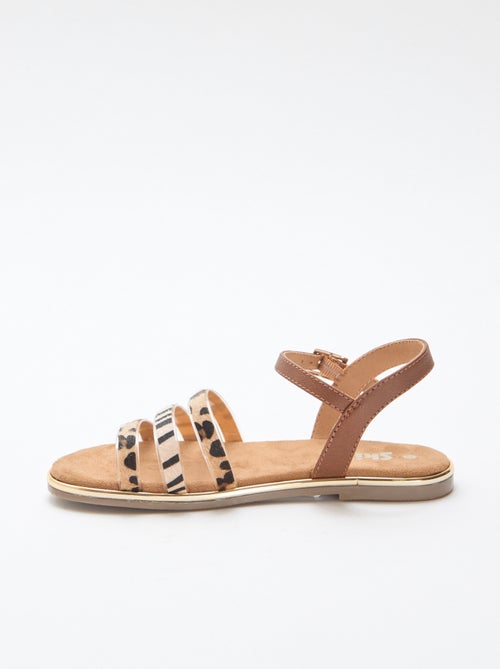Sandalias planas con tiras 'leopardo' - Kiabi Sandalias planas con tiras 'leopardo' - Kiabi