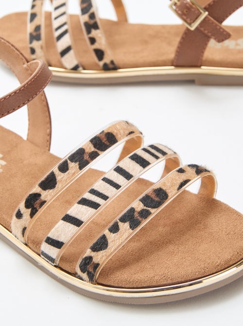 Sandalias planas con tiras 'leopardo' - Kiabi Sandalias planas con tiras 'leopardo' - Kiabi
