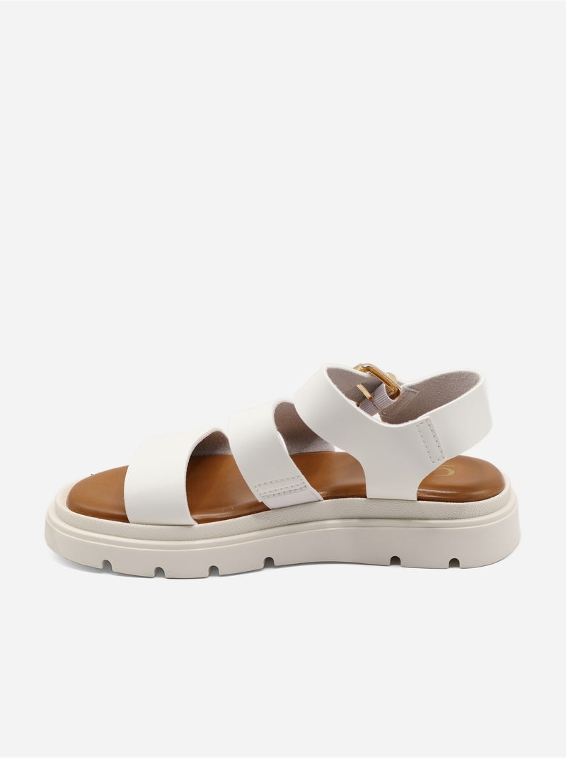 Sandalias planas con tiras múltiples Blanco - Kiabi