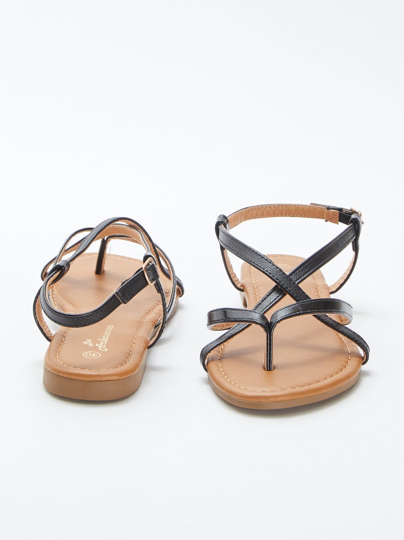 Sandalias planas con tiras NEGRO - Kiabi