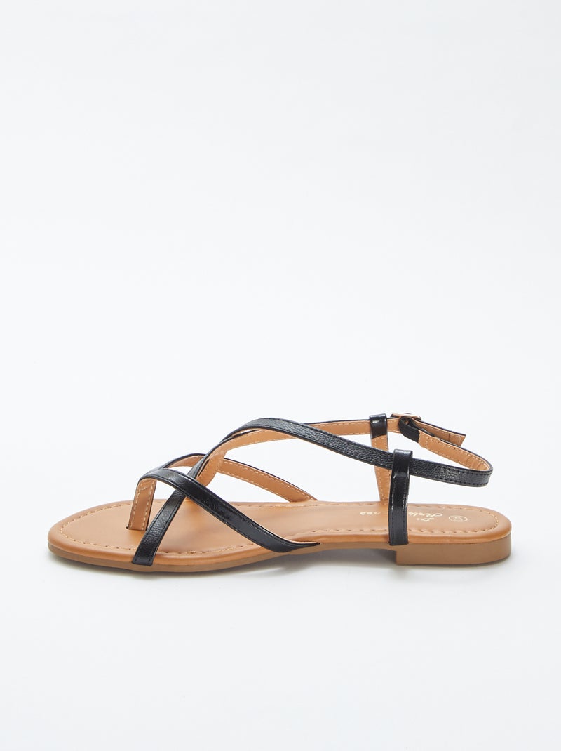 Sandalias planas con tiras NEGRO - Kiabi
