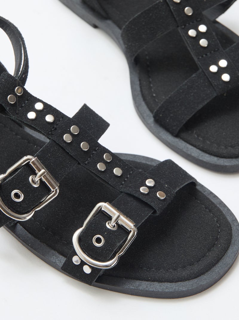 Sandalias planas con tiras Negro - Kiabi