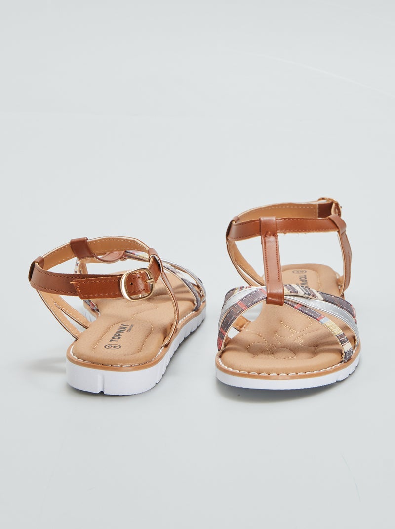 Sandalias planas con tiras trenzadas MARRON - Kiabi