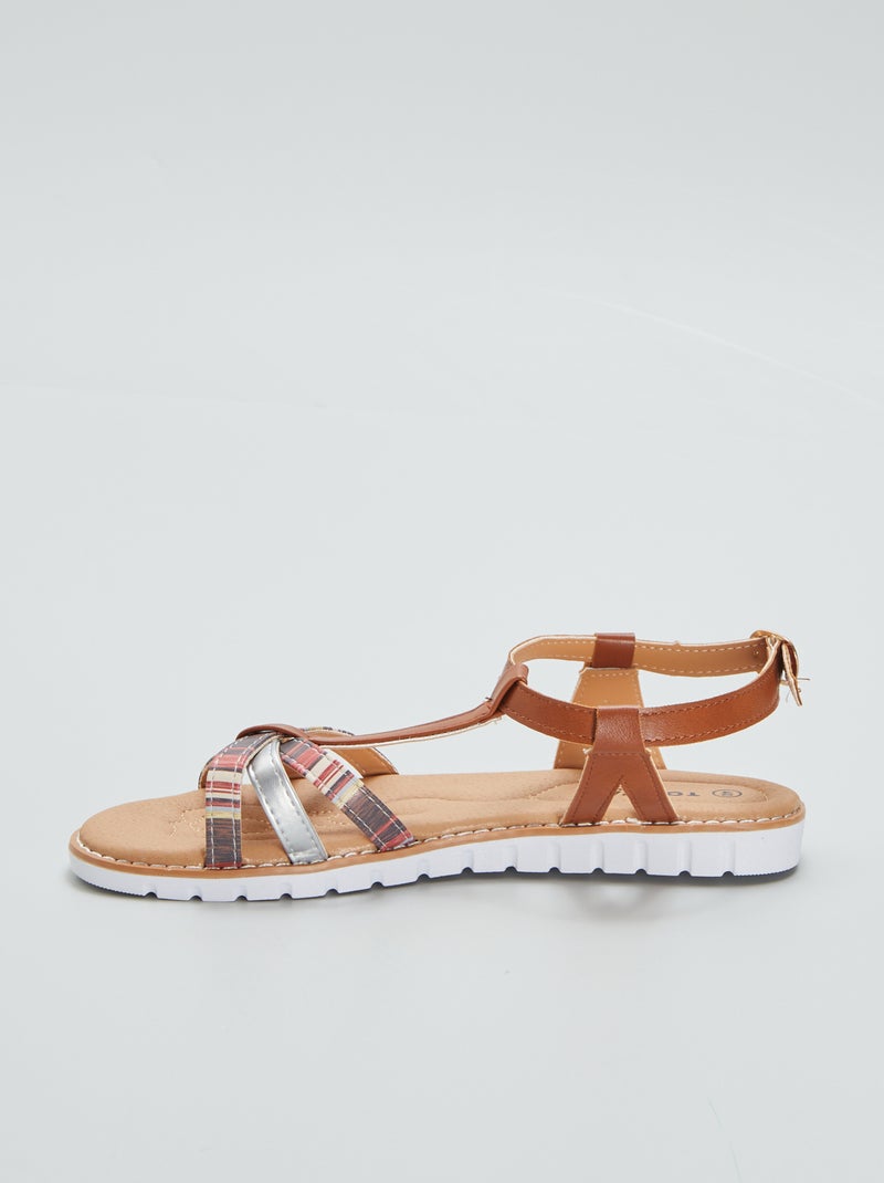 Sandalias planas con tiras trenzadas MARRON - Kiabi