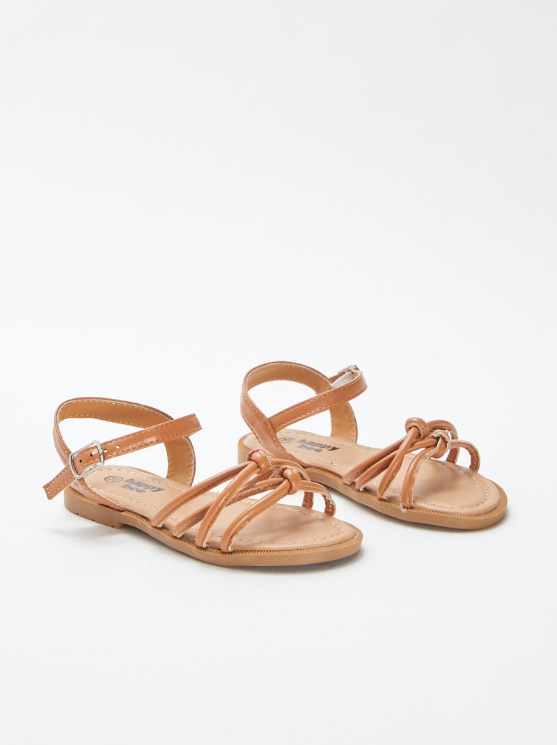 Sandalias planas con tiras trenzadas MARRON - Kiabi