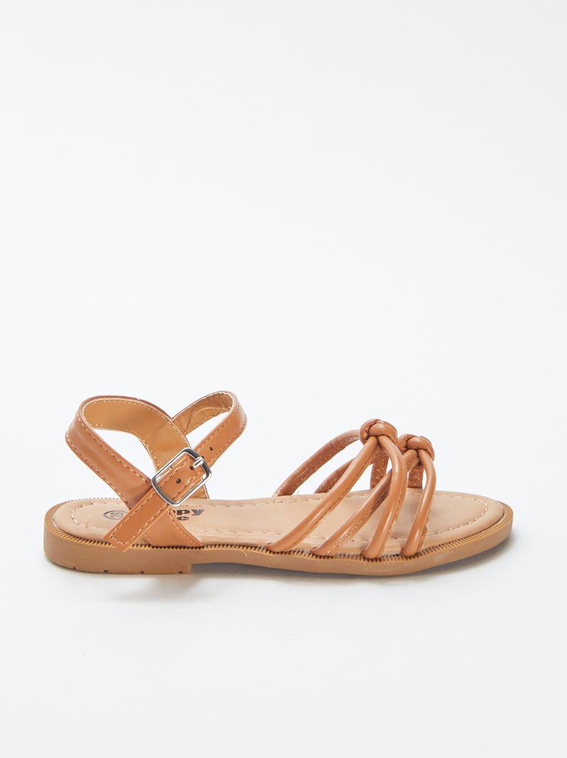 Sandalias planas con tiras trenzadas MARRON - Kiabi