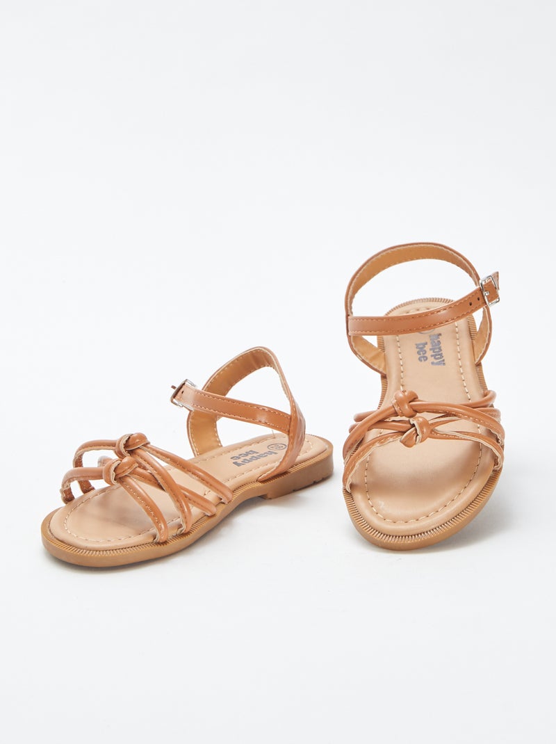 Sandalias planas con tiras trenzadas MARRON - Kiabi