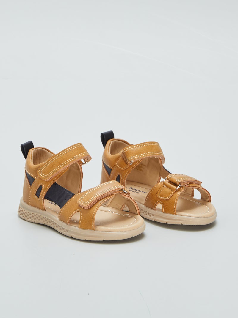 Sandalias planas con velcros MARRON - Kiabi