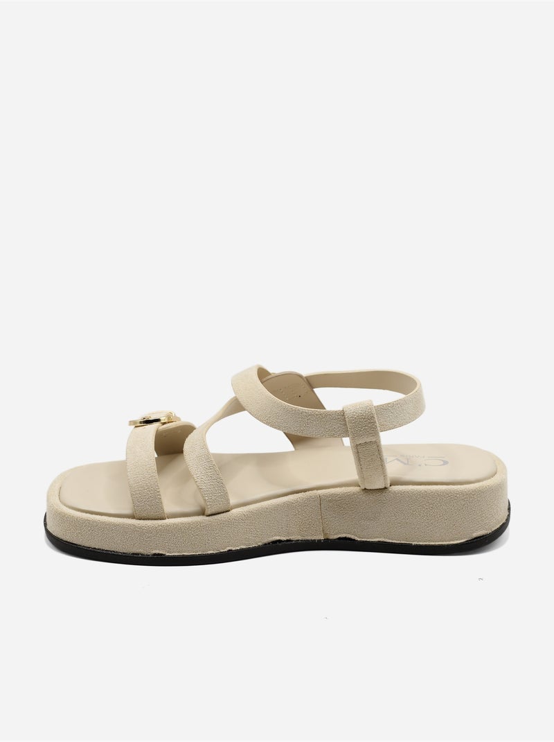 Sandalias planas correa cruzada Beige - Kiabi