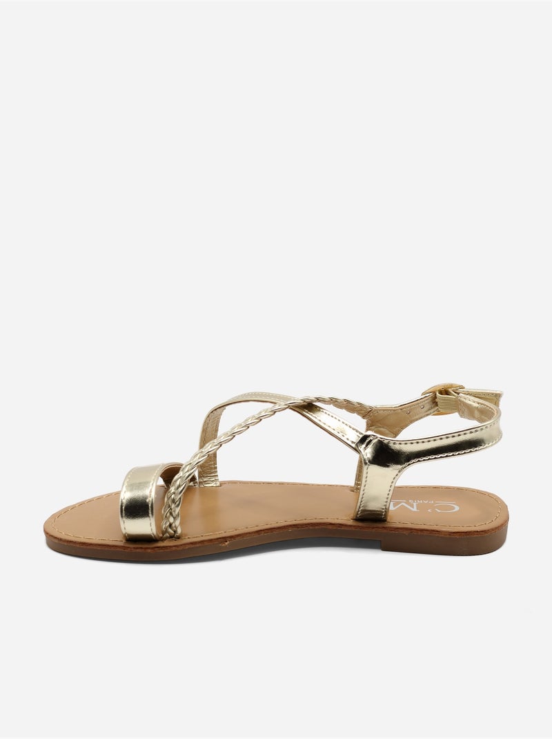 Sandalias planas correa cruzada Dorado/Oro - Kiabi
