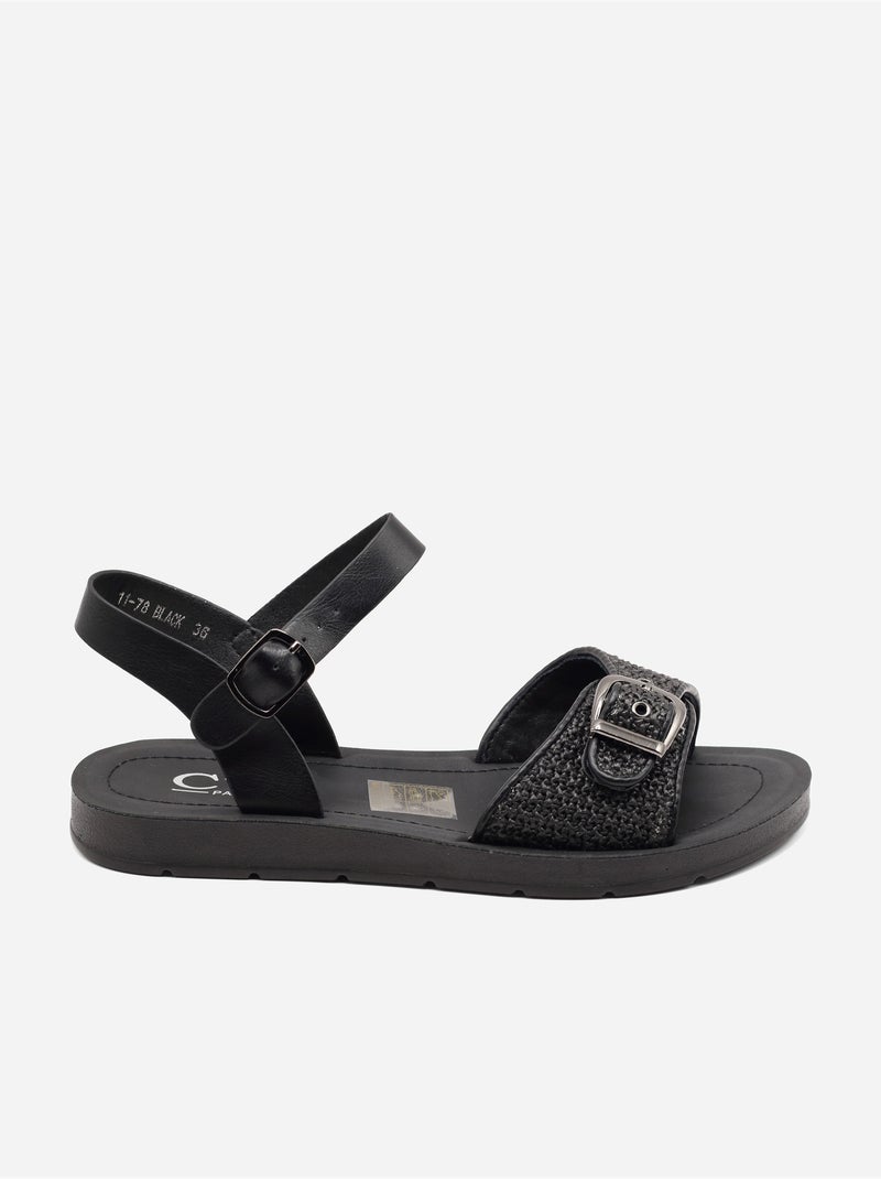 Sandalias planas correa cruzada Negro - Kiabi