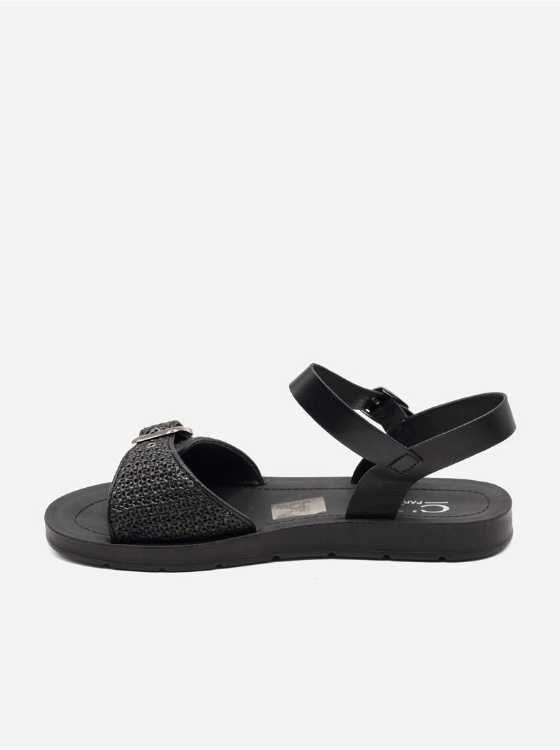 Sandalias planas correa cruzada Negro - Kiabi