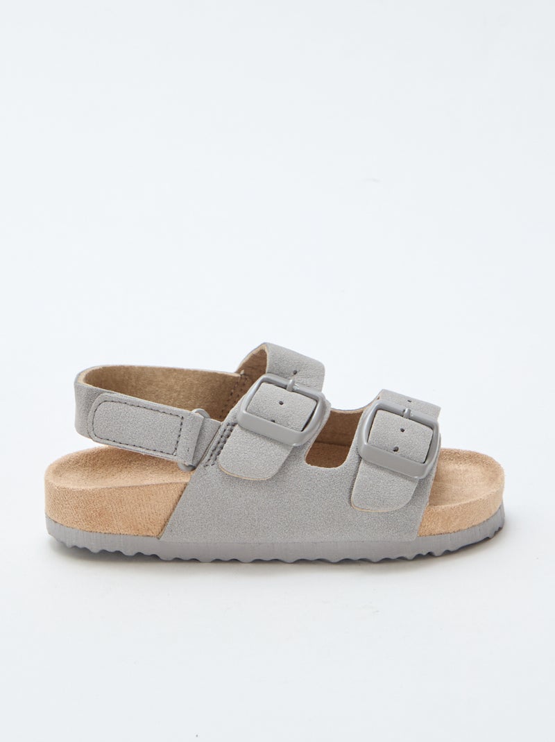 Sandalias planas de ante Gris - Kiabi