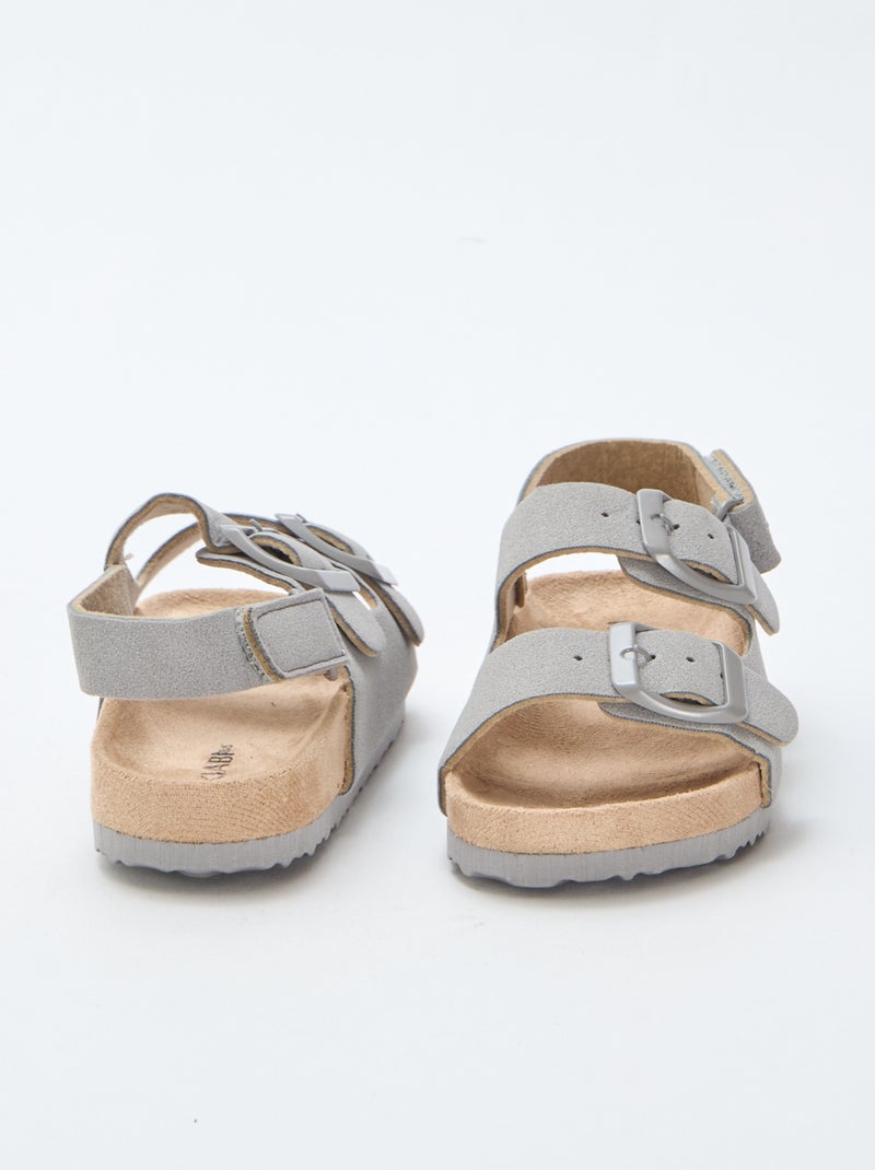 Sandalias planas de ante Gris - Kiabi