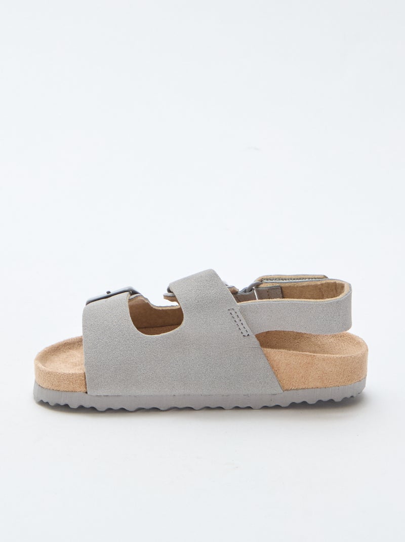 Sandalias planas de ante Gris - Kiabi