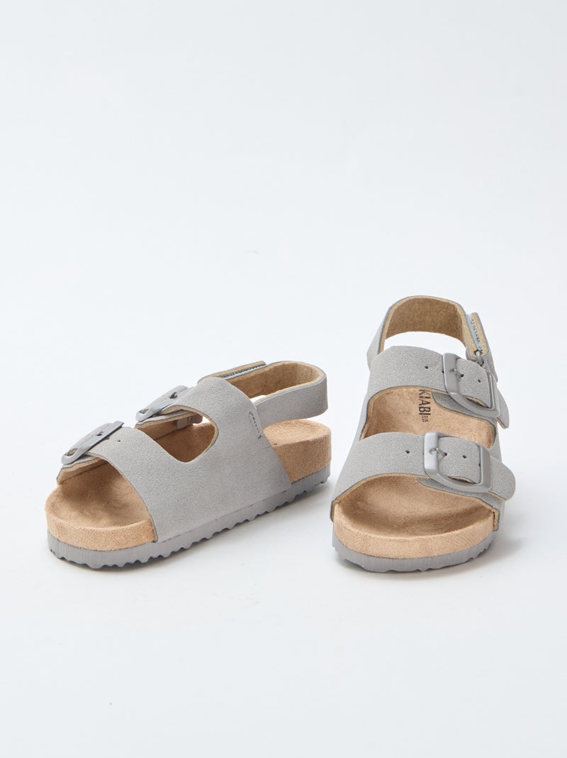 Sandalias planas de ante Gris - Kiabi