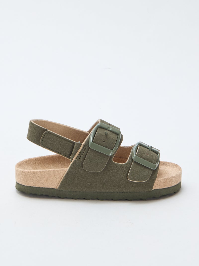 Sandalias planas de ante sintético Kaki - Kiabi