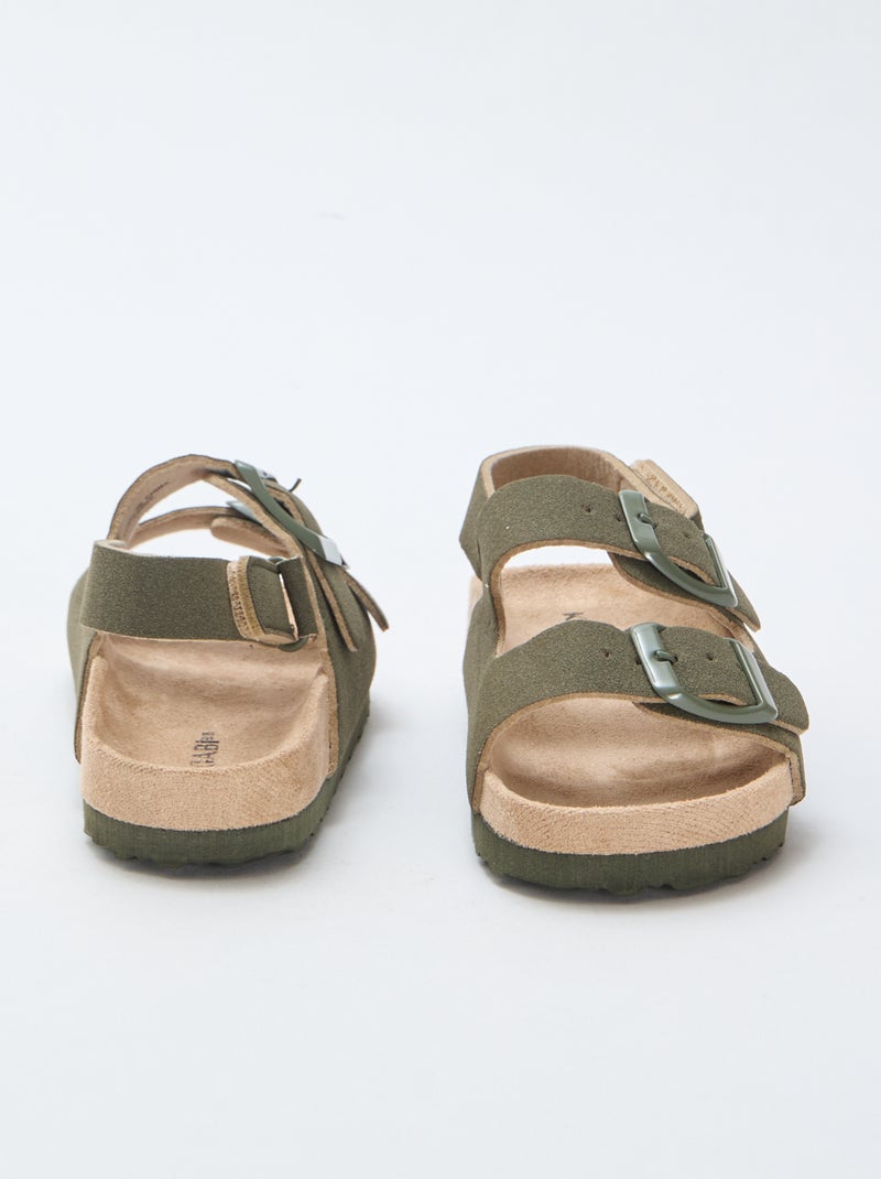 Sandalias planas de ante sintético Kaki - Kiabi