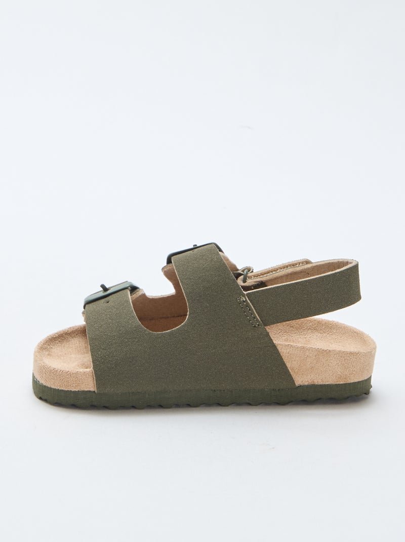 Sandalias planas de ante sintético Kaki - Kiabi