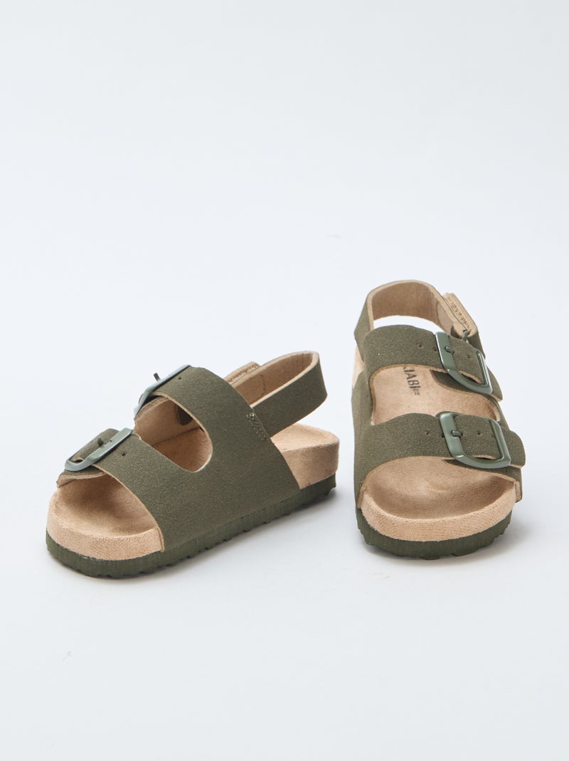 Sandalias planas de ante sintético Kaki - Kiabi
