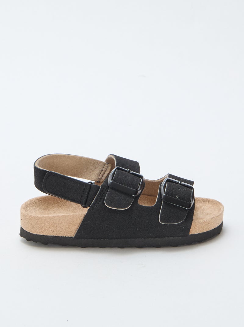 Sandalias planas de ante sintético Negro - Kiabi