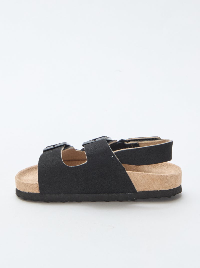 Sandalias planas de ante sintético Negro - Kiabi
