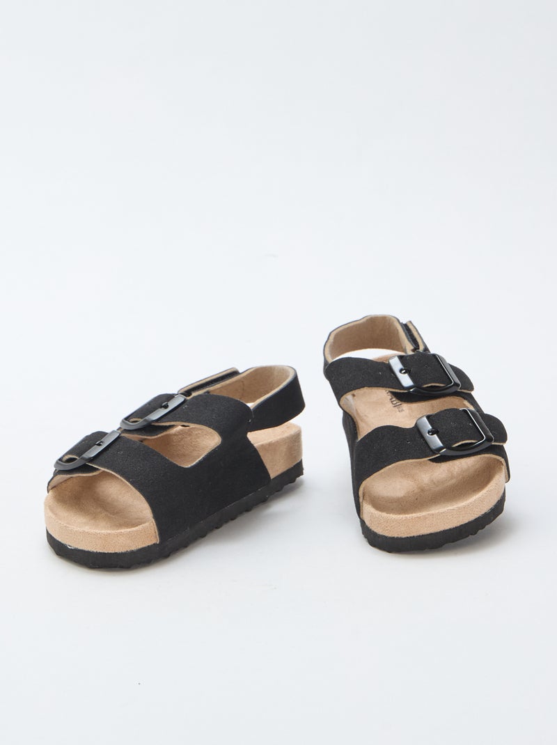 Sandalias planas de ante sintético Negro - Kiabi