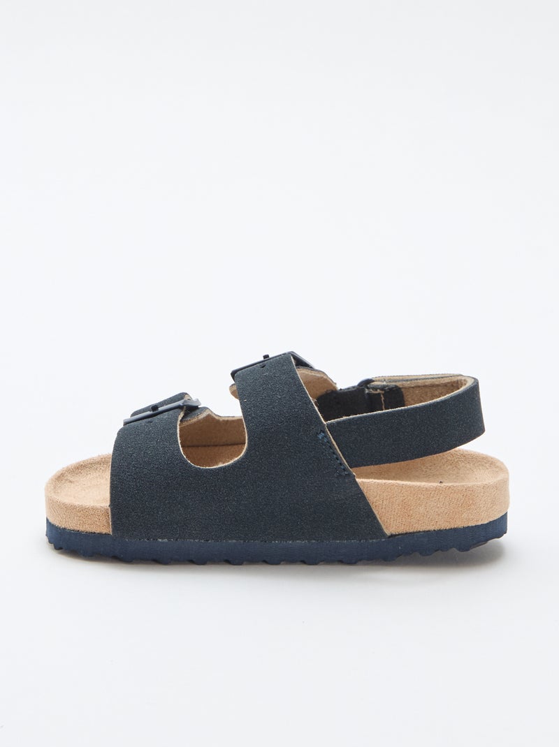 Sandalias planas de antelina Azul - Kiabi