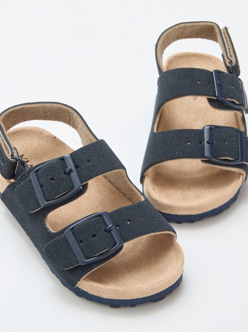Sandalias planas de antelina Azul - Kiabi