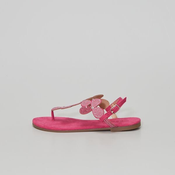 Sandalias planas de antelina con strass Mujer talla 34 a 48 - fucsia -  Kiabi - 15,00€